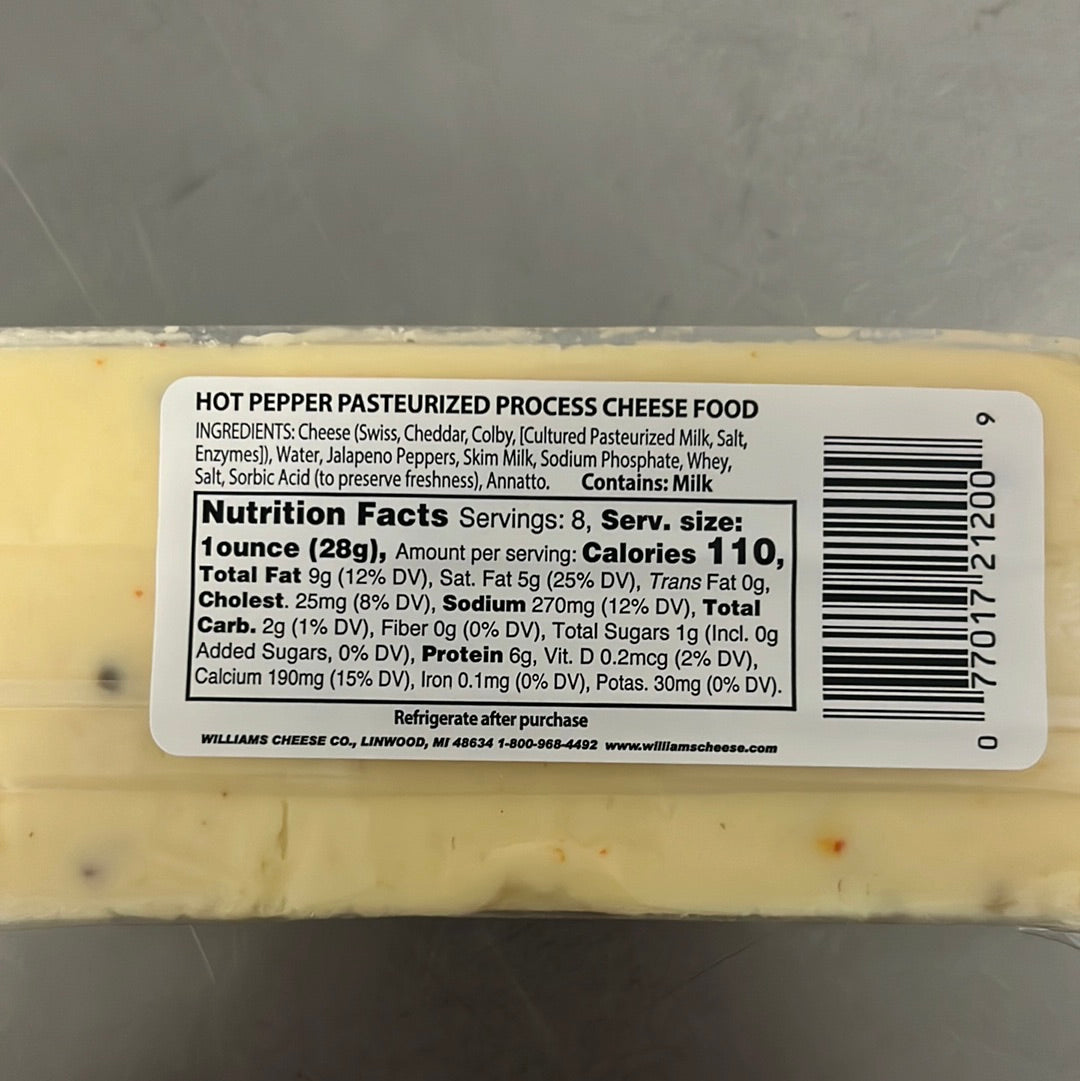8oz Hot Pepper Cheese Block Brewer Livestock