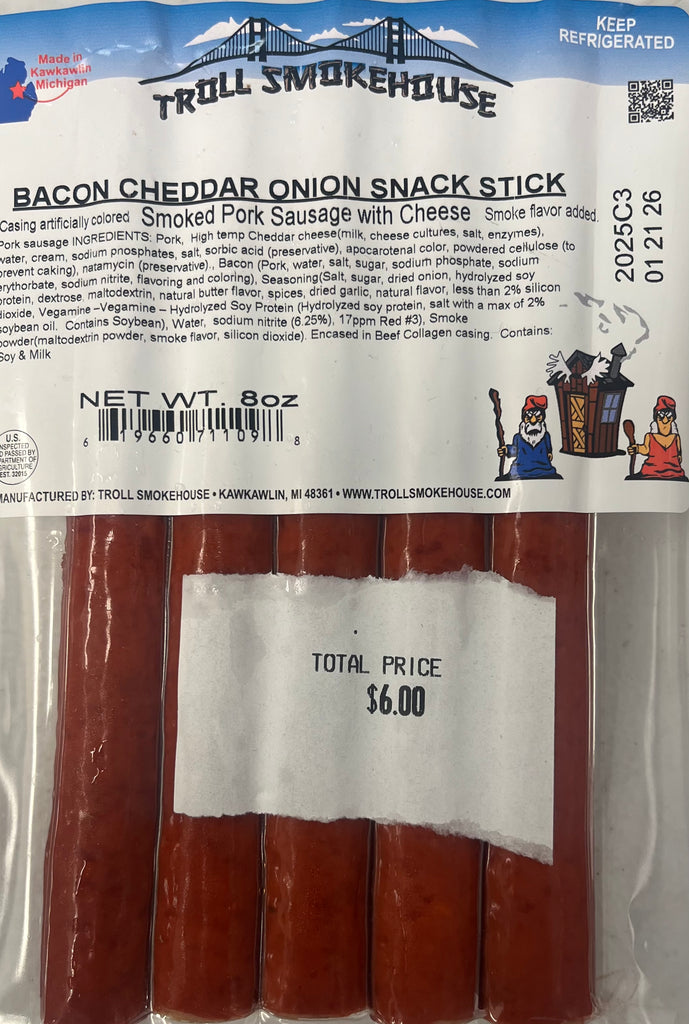 8oz Bacon Cheddar Onion Snack Stick