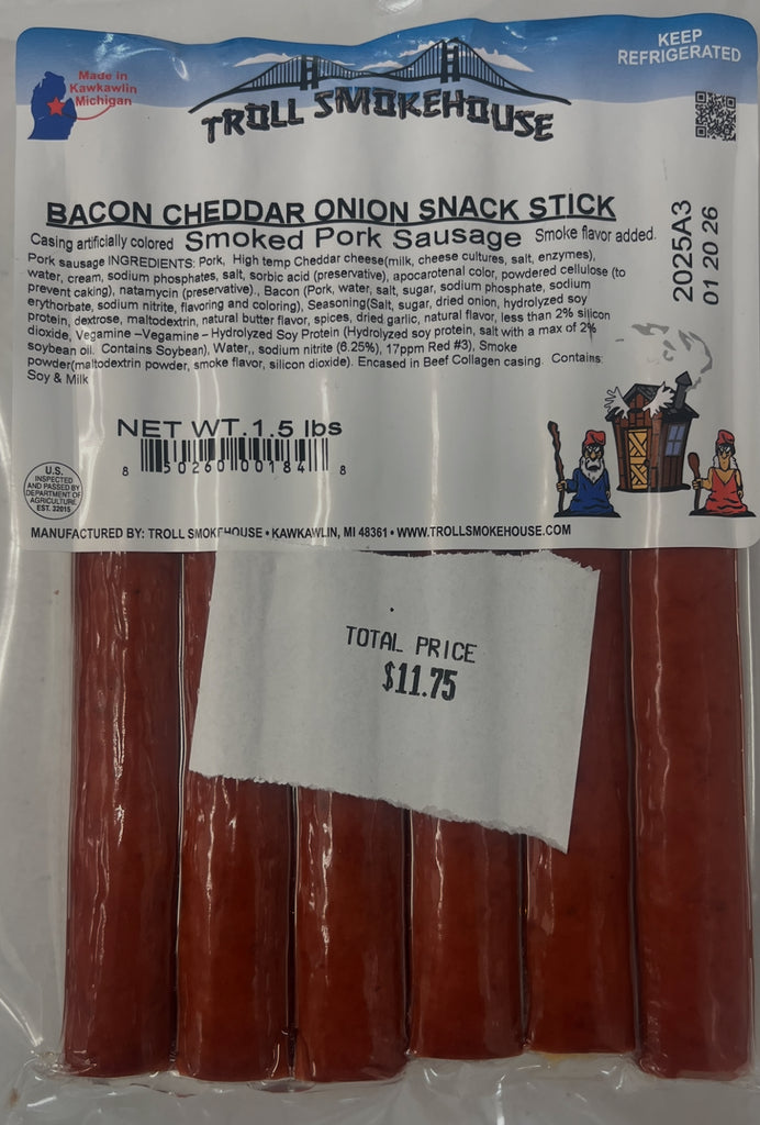 1.5# Bacon Cheddar Onion Snack Stick