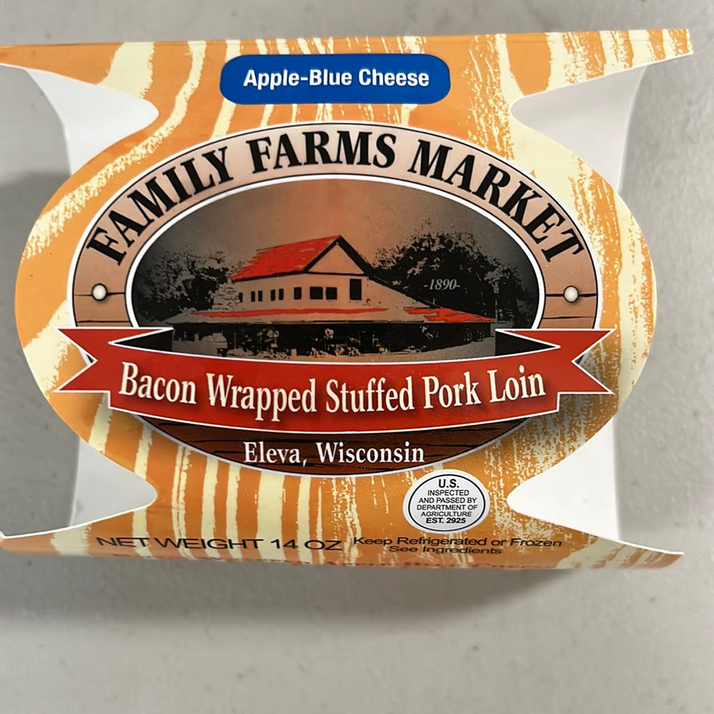 Bacon Wrapped Stuffed Pork Loin - Apple-Blue Cheese