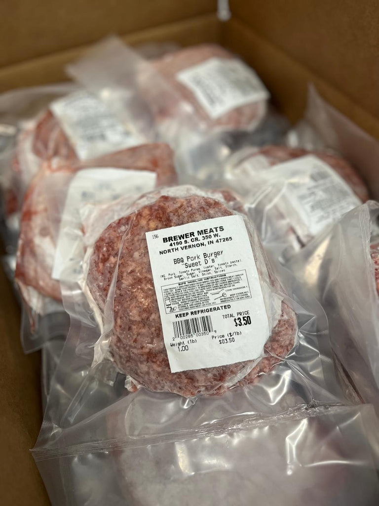 5# BBQ Pork Burger 4-4oz patties With Sweet D's BBQ Sauce -  Support the Wells!